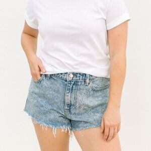 Forever 21 Womens High Rise Acid Wash Denim Shortie Shorts Cut Off Size 30